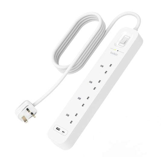 Belkin Surge Protector with USB-C and USB-A Ports (4 Outlets with 1 USB-C & 1 USB-A)
