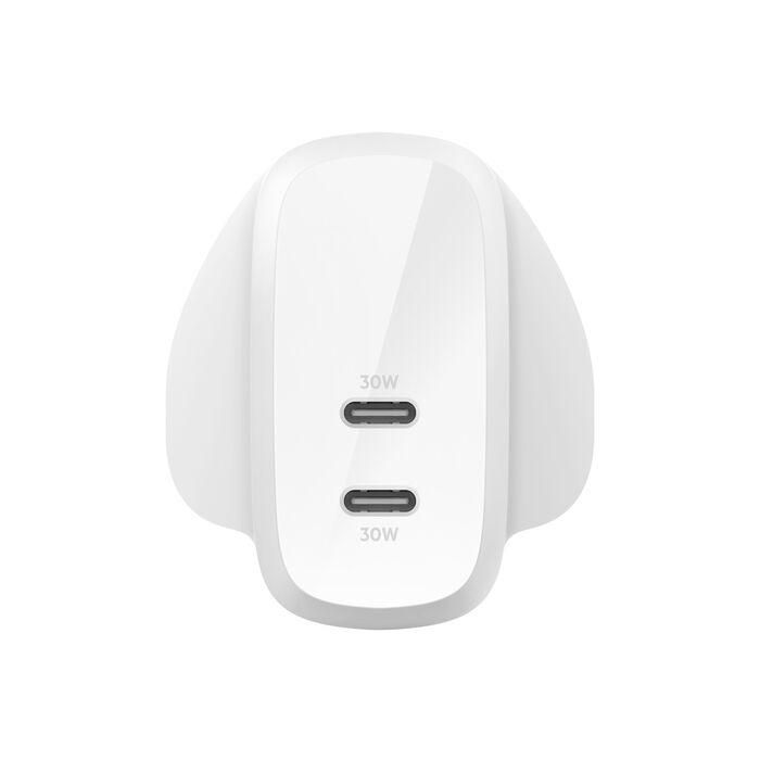 Belkin Dual Wall Charger 30W USB-C PD PPS (60W), White