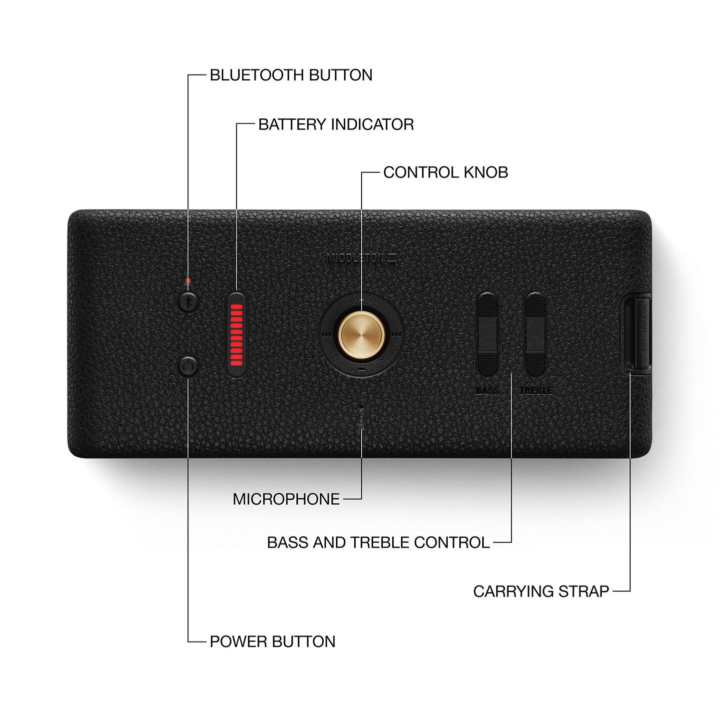 Marshall Middleton II BT - Black & Brass