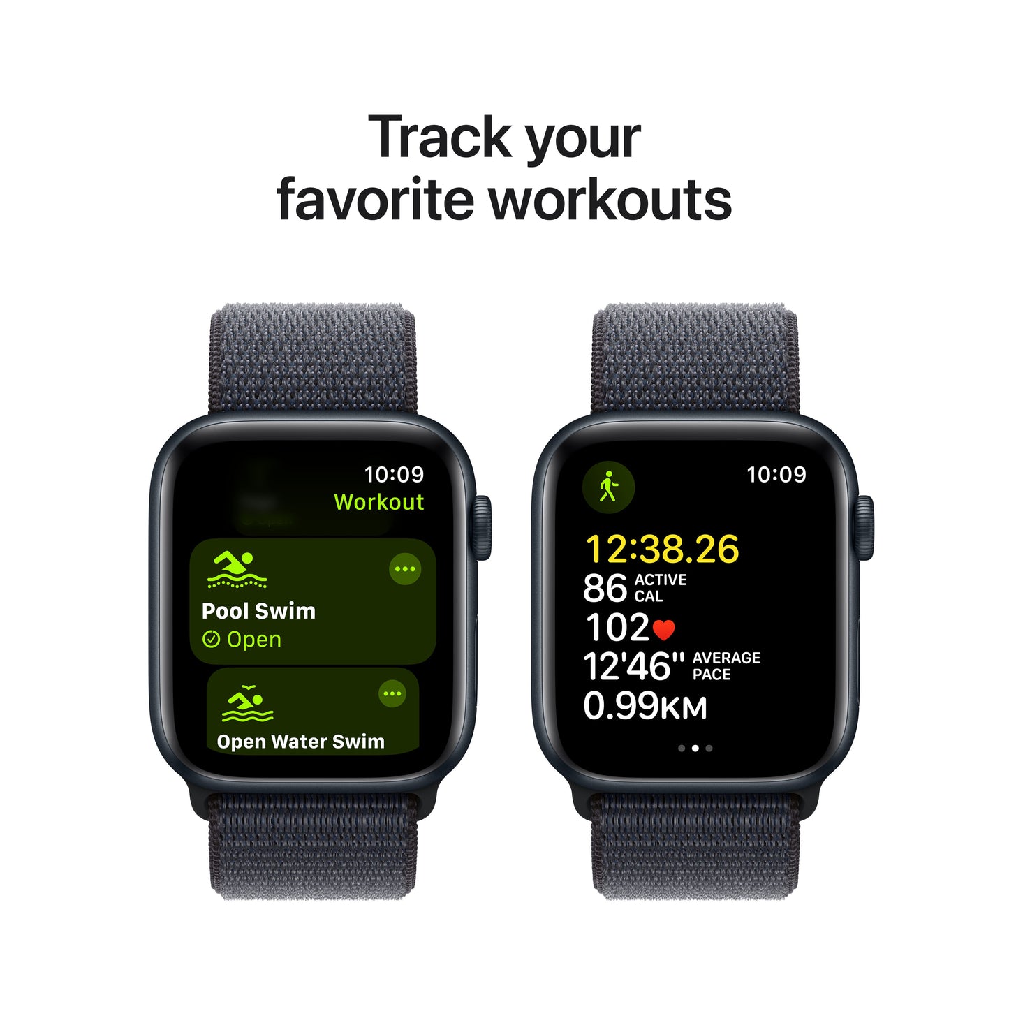 Apple Watch SE GPS 44mm Midnight Aluminum Case with Ink Sport Loop