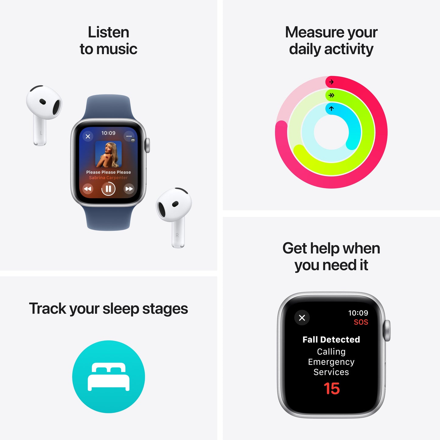 Apple Watch SE GPS 44mm Silver Aluminum Case with Blue Cloud Sport Loop
