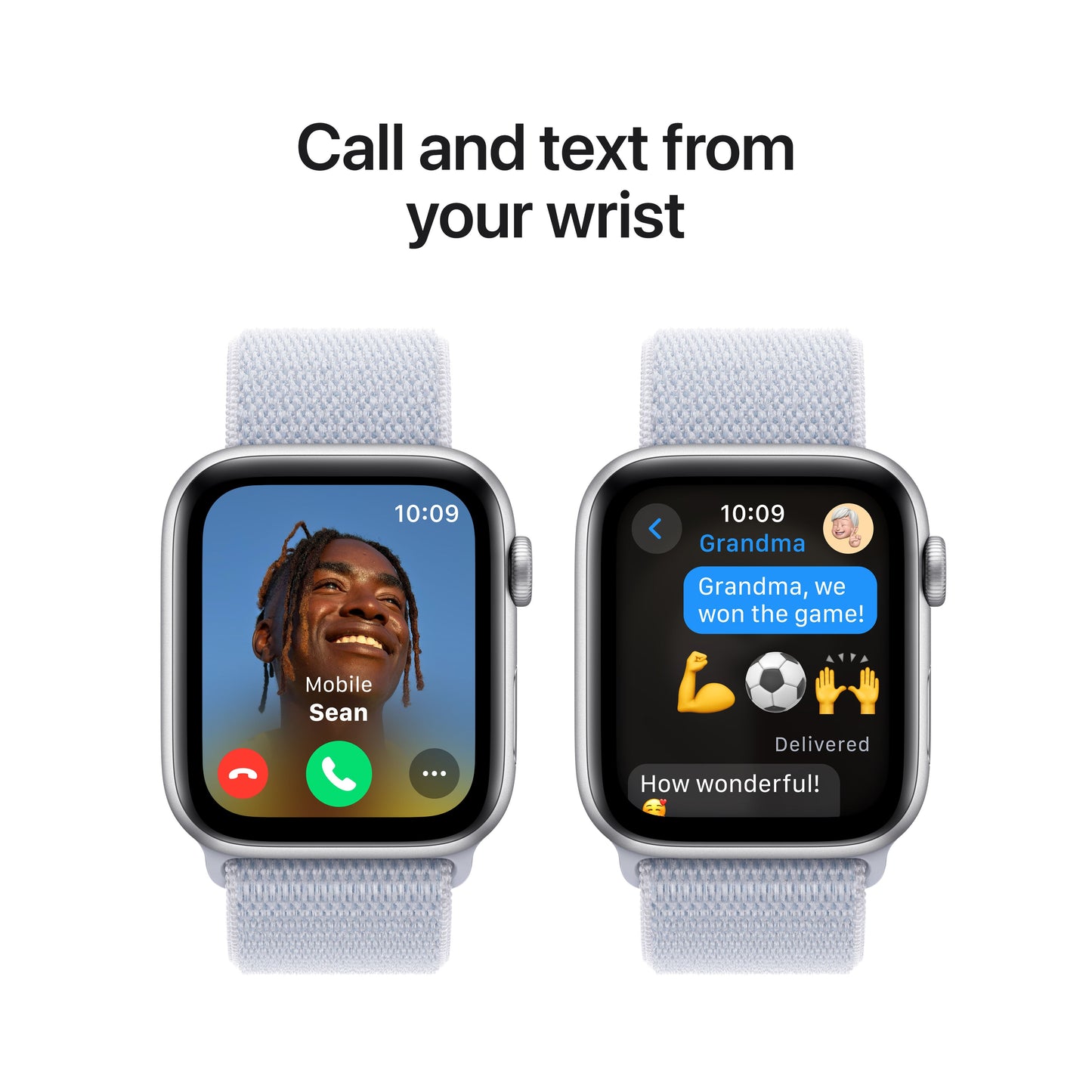 Apple Watch SE GPS 44mm Silver Aluminum Case with Blue Cloud Sport Loop