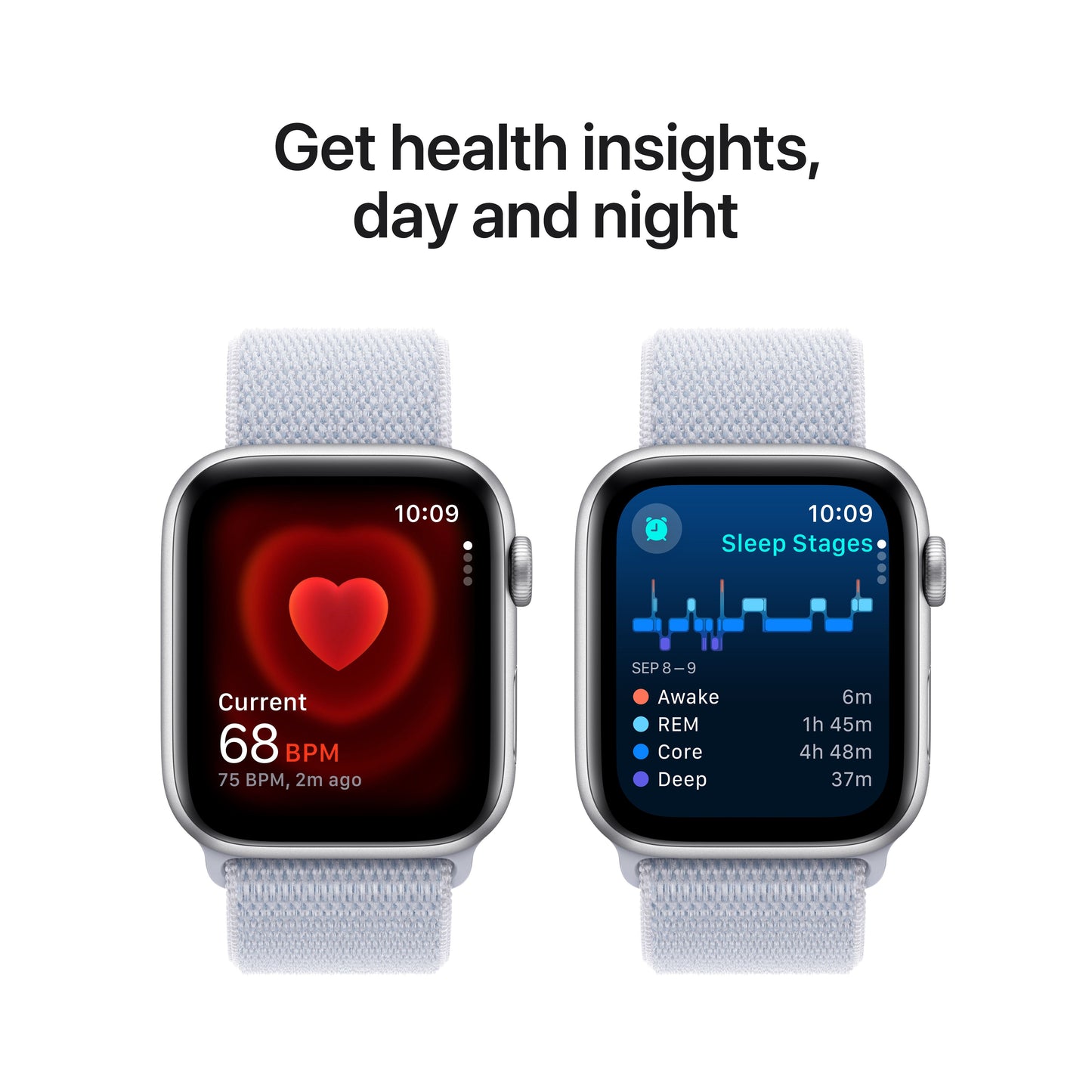 Apple Watch SE GPS 44mm Silver Aluminum Case with Blue Cloud Sport Loop