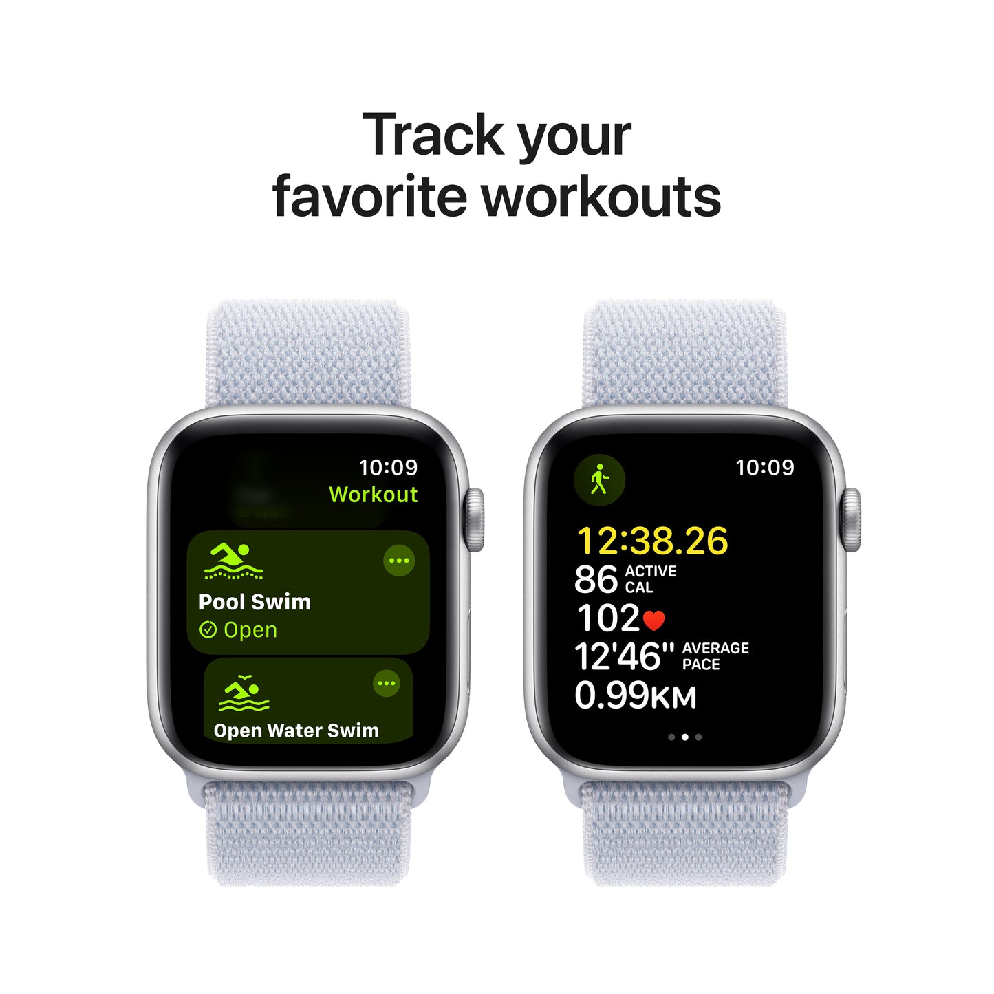 Apple Watch SE GPS 44mm Silver Aluminum Case with Blue Cloud Sport Loop