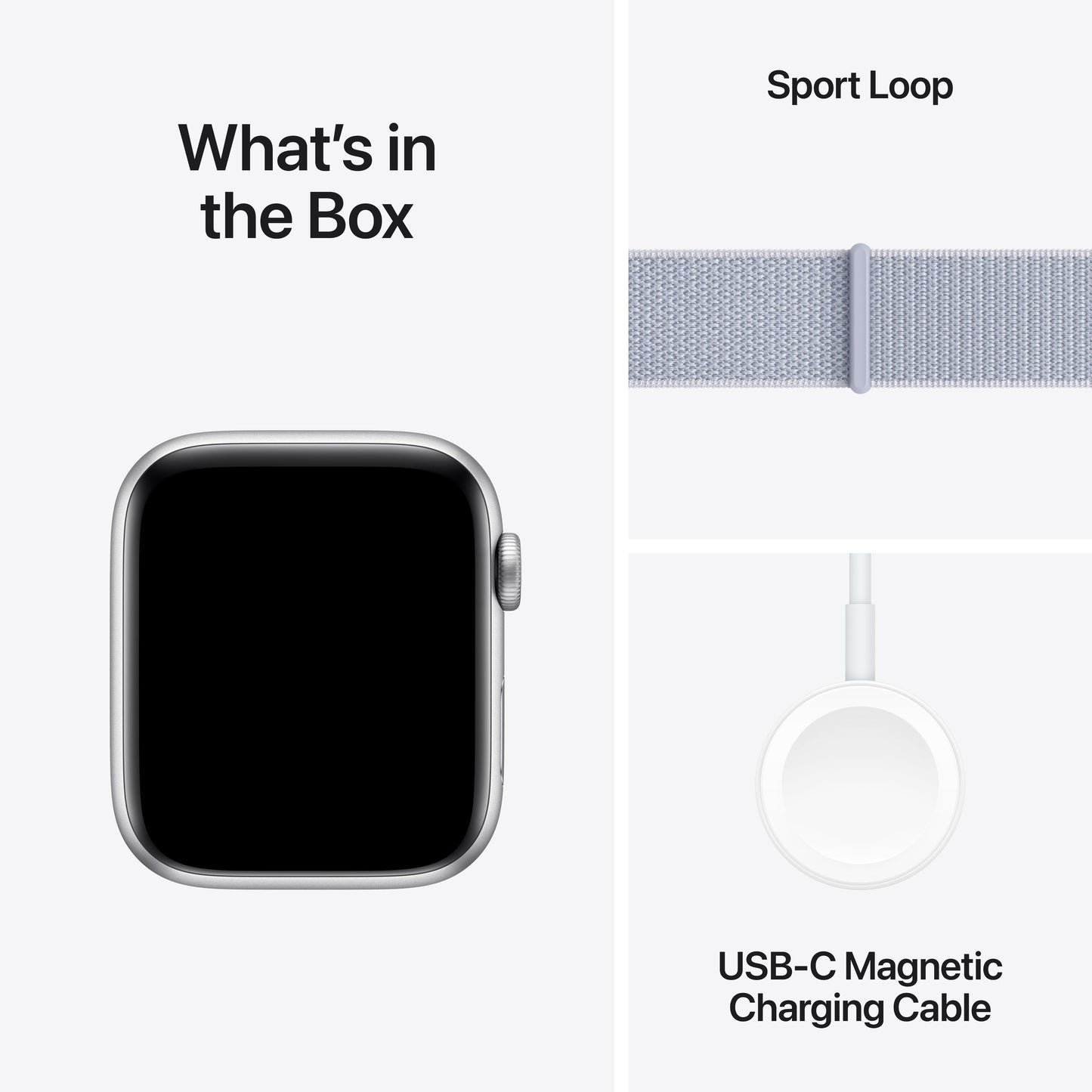 Apple Watch SE GPS 44mm Silver Aluminum Case with Blue Cloud Sport Loop