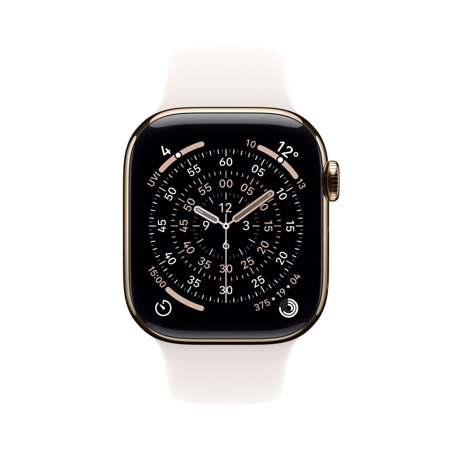 Apple Watch Series 11 GPS + Cellular 46mm Gold Titanium Case with Light Blush Sport Band - S/M