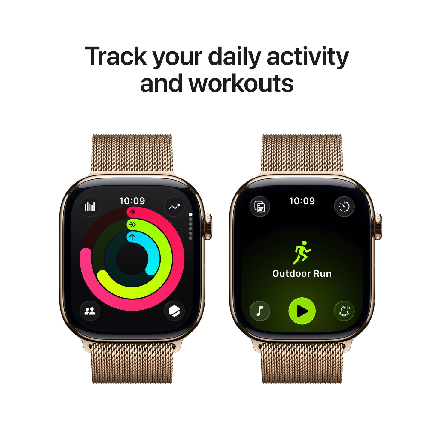 Apple Watch Series 11 GPS + Cellular 46mm Gold Titanium Case with Gold Milanese Loop - S/M