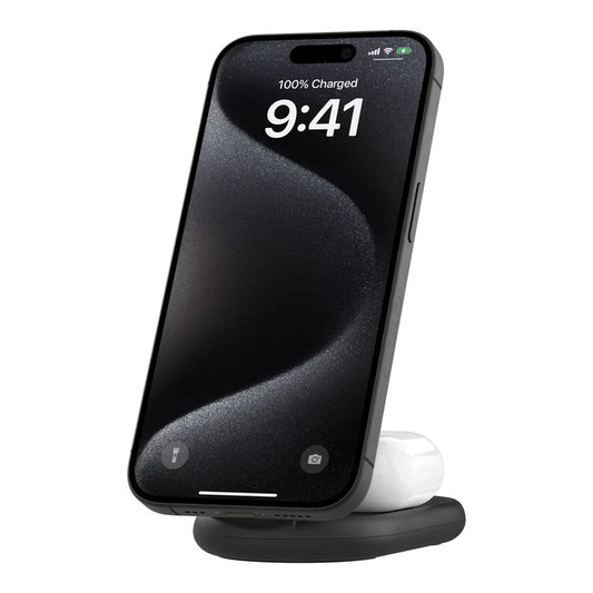 Belkin BOOST↑CHARGE™ 2-in-1 Qi2 15W Magnetic Foldable Wireless Charging Stand - Black