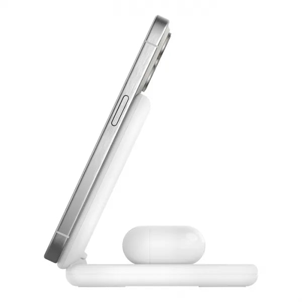 Belkin BOOST↑CHARGE™ 2-in-1 Qi2 15W Magnetic Foldable Wireless Charging Stand - White
