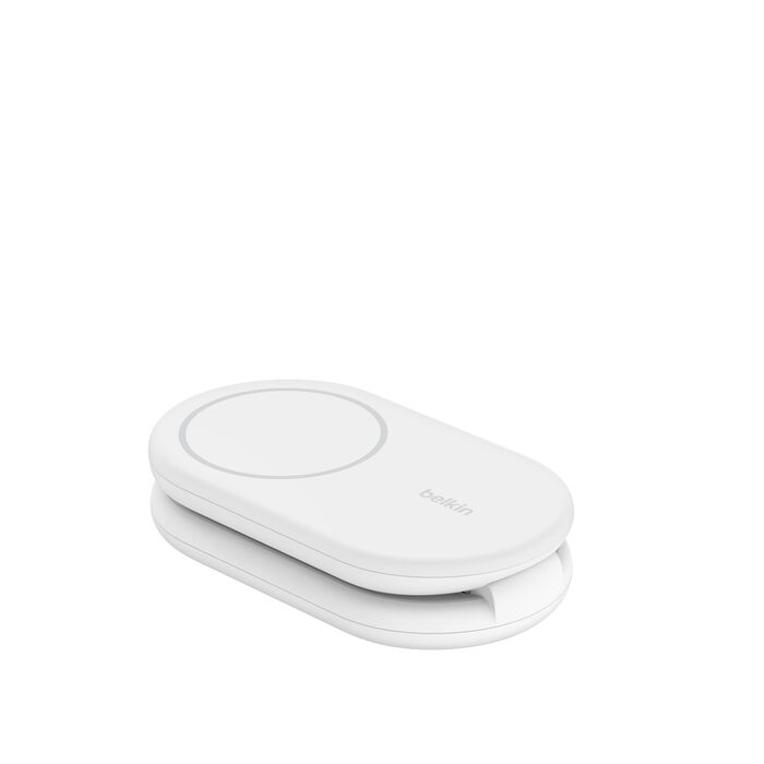 Belkin BOOST↑CHARGE™ 2-in-1 Qi2 15W Magnetic Foldable Wireless Charging Stand - White