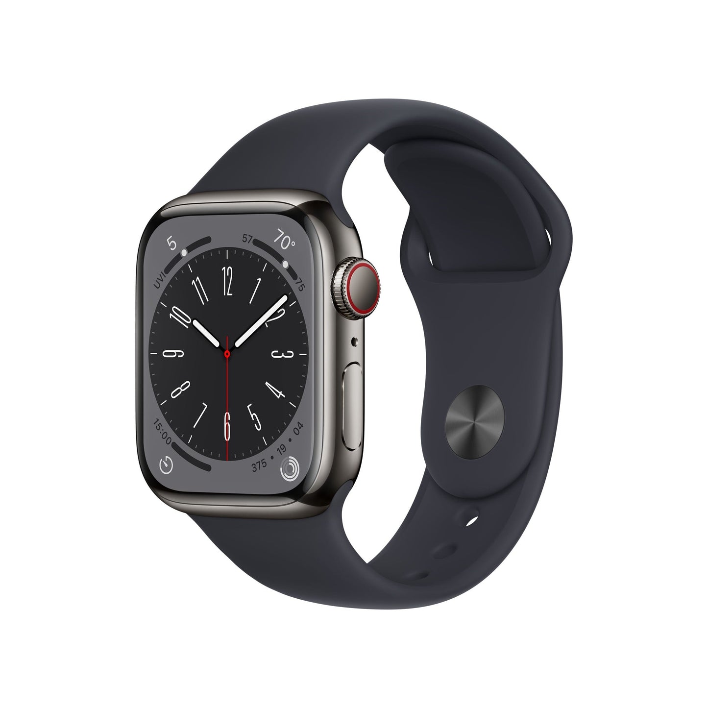 Apple Watch Series 8 GPS + Cellular, 41mm Graphite Stainless Steel, Midnight Sport Band