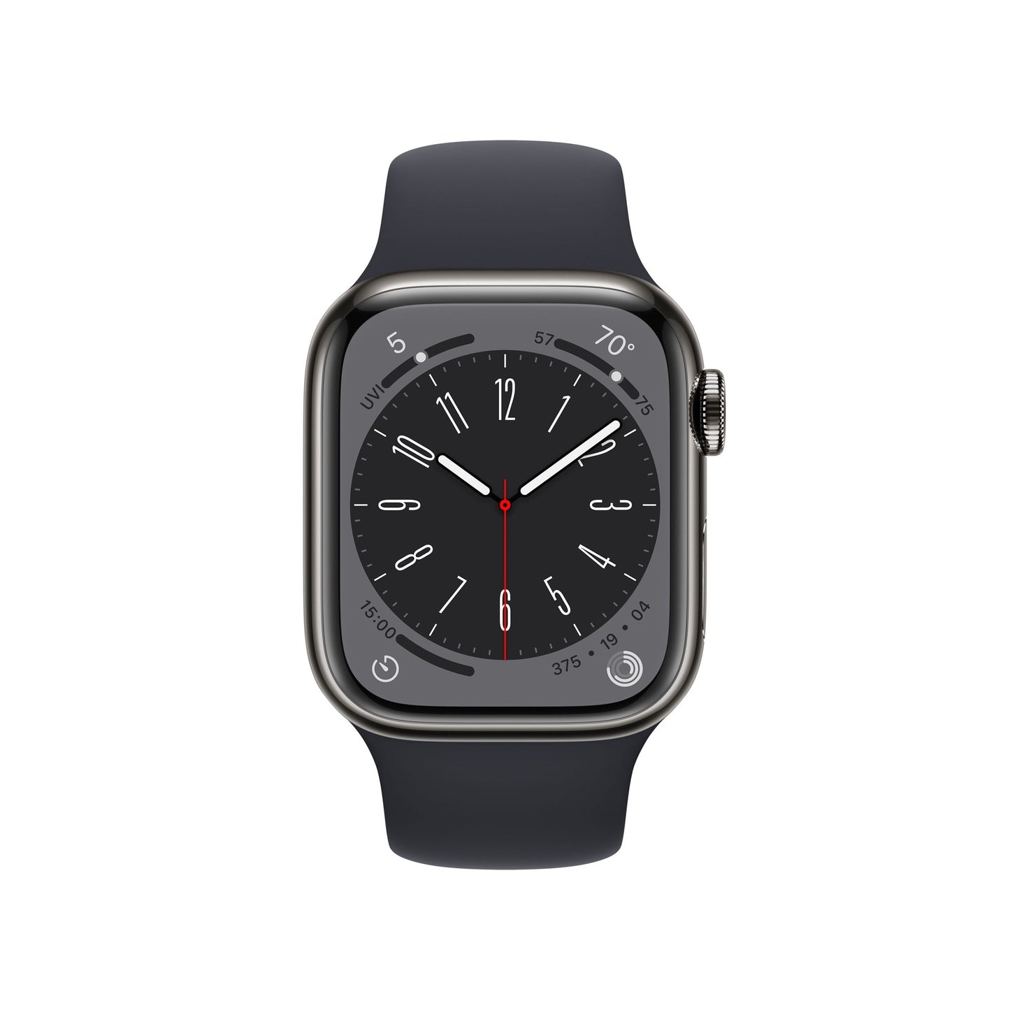 Apple Watch Series 8 GPS + Cellular, 41mm Graphite Stainless Steel, Midnight Sport Band