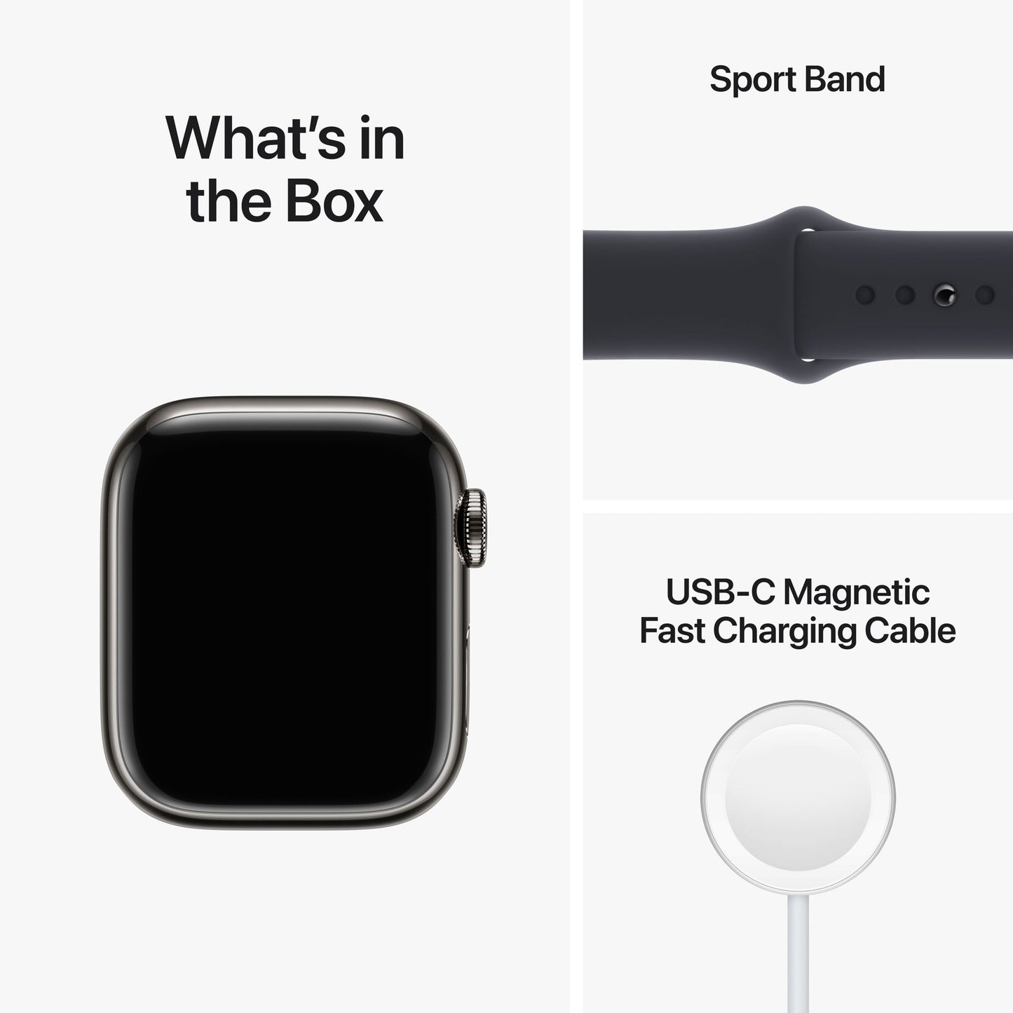 Apple Watch Series 8 GPS + Cellular, 41mm Graphite Stainless Steel, Midnight Sport Band