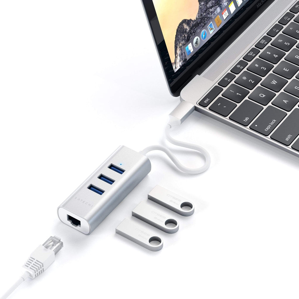 Satechi Type-C 2-In-1 USB Hub with Ethernet - Silver