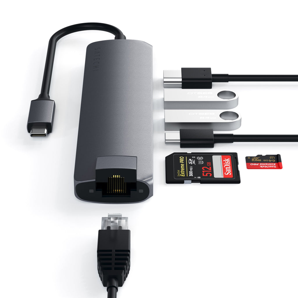 Satechi USB-C Slim Multi-Port Adapter with Ethernet - Space Gray
