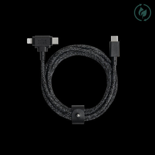 Native Union Belt Cable Duo 2in1, USB C TO USB-C & LIGHTNING, 1.5M, Cosmos