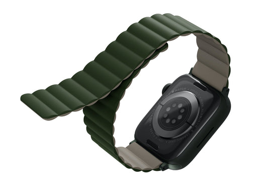 Uniq Revix Magnetic Silicone Band for Apple Watch 45/44/42mm - Green/Taupe
