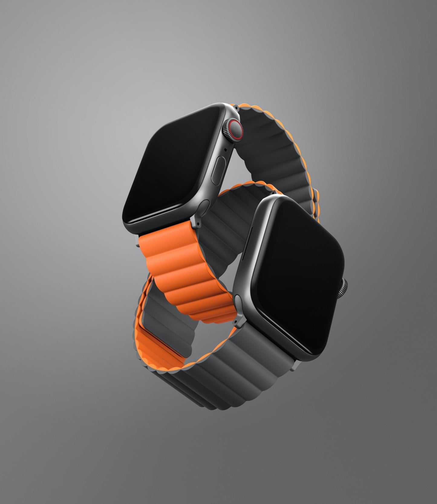 Uniq Revix Magnetic Silicone Band for Apple Watch 45/44/42mm - Gray/Orange