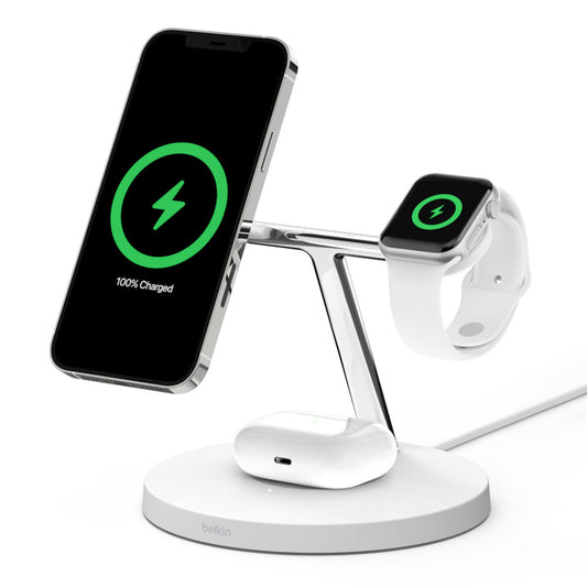 Belkin BOOST↑CHARGE™ PRO 3-in-1 Wireless Charger with MagSafe - White