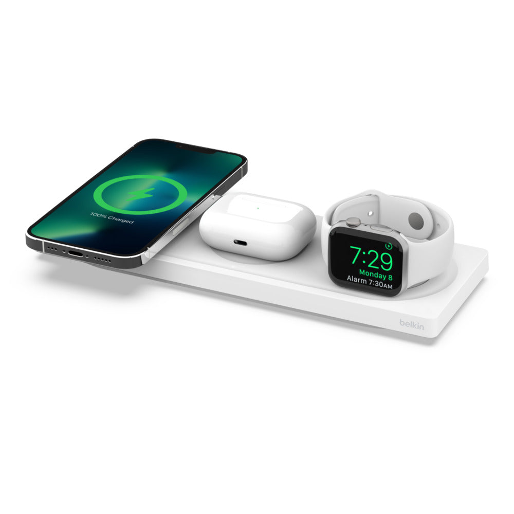 Belkin BOOST↑CHARGE PRO 3-in-1 Wireless Charging Pad with MagSafe - White