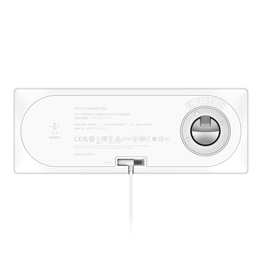 Belkin BOOST↑CHARGE PRO 3-in-1 Wireless Charging Pad with MagSafe - White