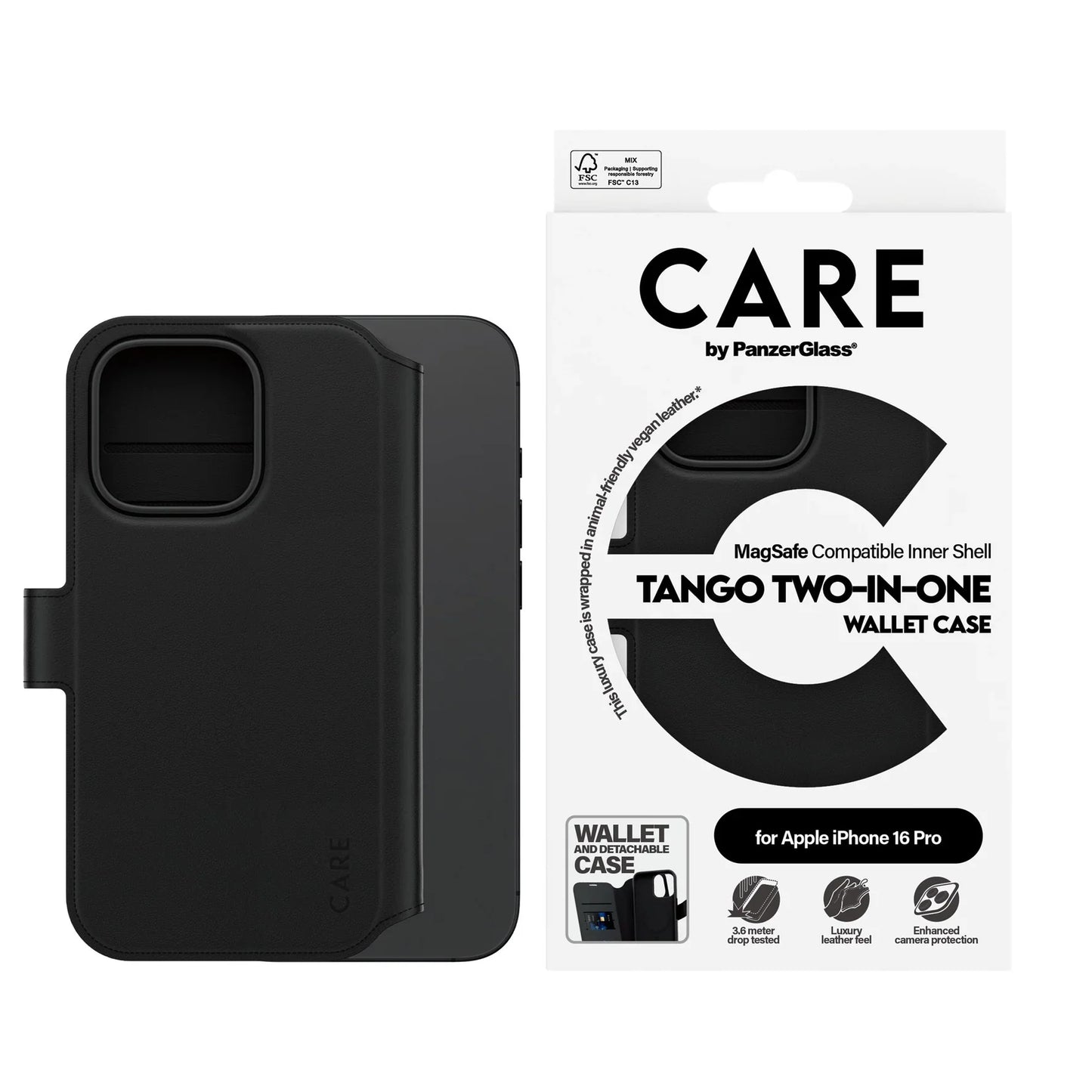 CARE by PanzerGlass Feature Case Tango Two-in-One Wallet Case iPhone 16 Pro