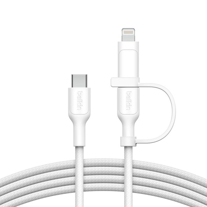 Belkin BoostCharge Pro 2-in-1 Cable with USB-C and Lightning Connector 1.5m White