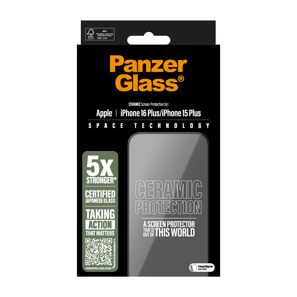 PanzerGlass Ceramic Screen Protector iPhone 16 Plus | Ultra-Wide Fit