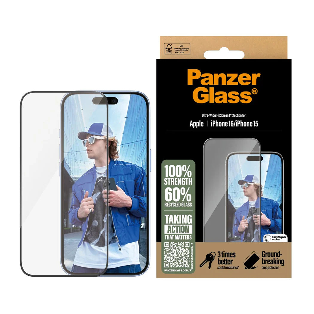 PanzerGlass Privacy Screen Protector iPhone 16/15 | Ultra-Wide Fit