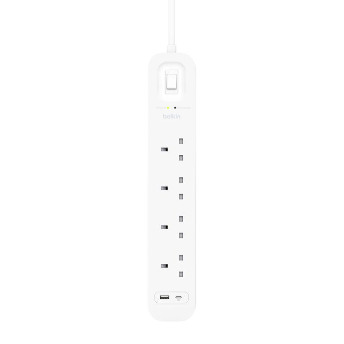 Belkin Surge Protector with USB-C and USB-A Ports (4 Outlets with 1 USB-C &amp; 1 USB-A)