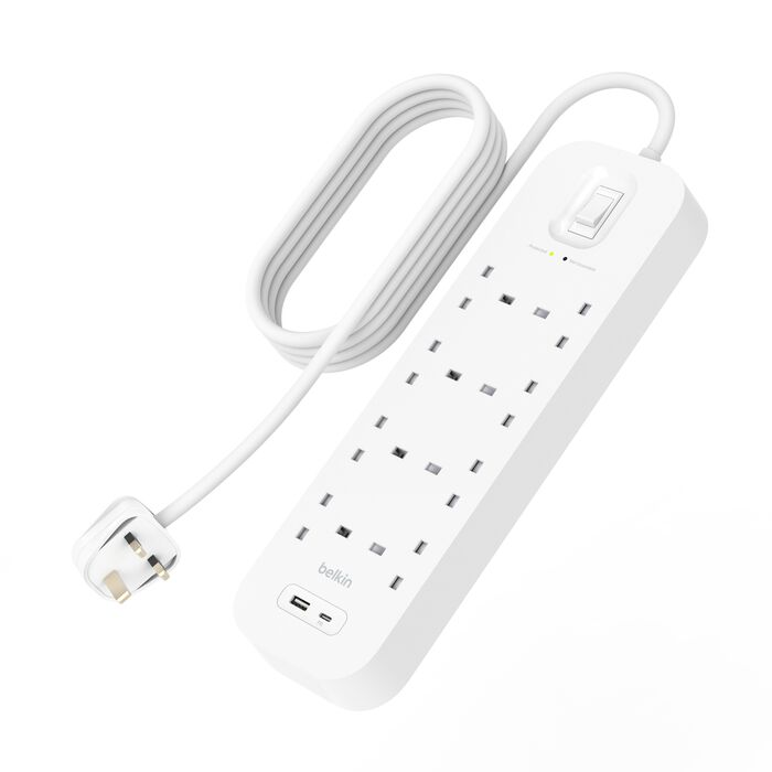 Belkin Surge Protector with USB-C and USB-A Ports (8 Outlets with 1 USB-C &amp; 1 USB-A)