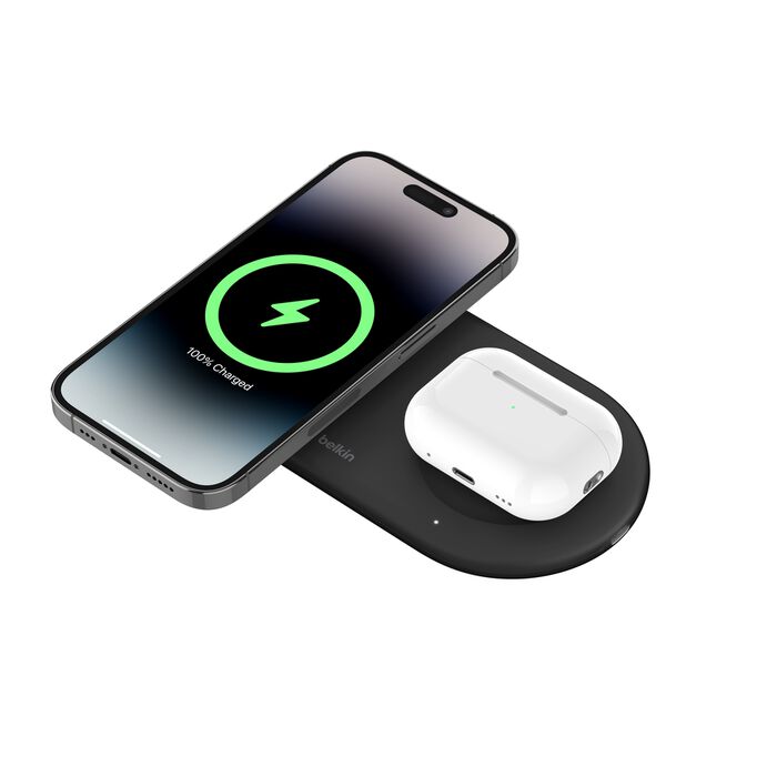 BOOST CHARGE™ Qi2 PRO 2in1 15w Magnetic Charging Pad, Black