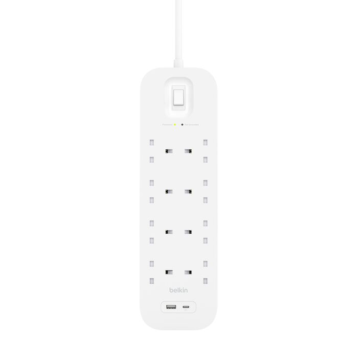 Belkin Surge Protector with USB-C and USB-A Ports (8 Outlets with 1 USB-C &amp; 1 USB-A)