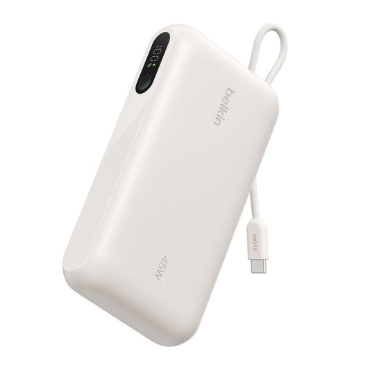 Belkin BoostCharge 20k 45w Display Power Bank with Integrated Cable, Sand