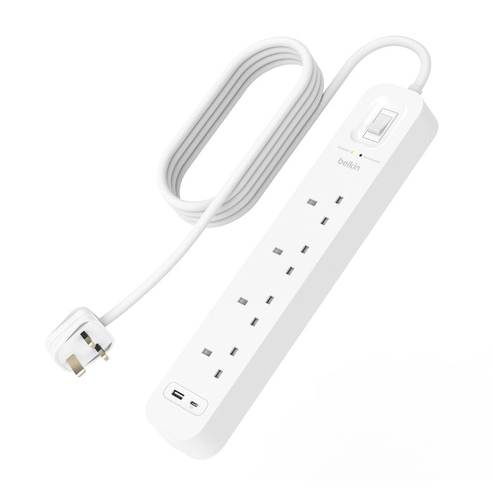 Belkin Surge Protector with USB-C and USB-A Ports (4 Outlets with 1 USB-C &amp; 1 USB-A)