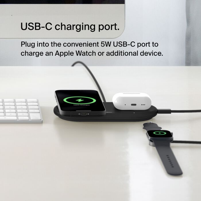 BOOST CHARGE™ Qi2 PRO 2in1 15w Magnetic Charging Pad, Black