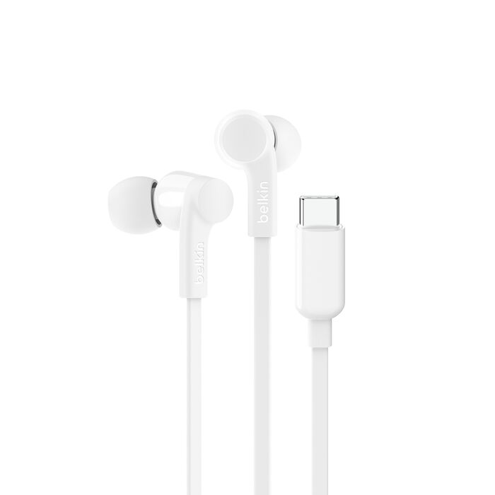 Belkin USB-C® Wired Earbuds with Adjustable Volume Limiter, White
