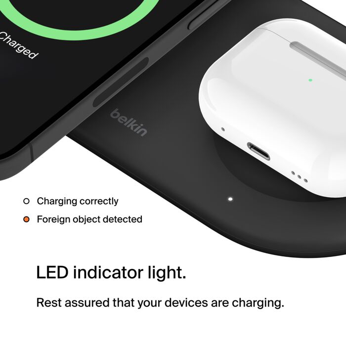 BOOST CHARGE™ Qi2 PRO 2in1 15w Magnetic Charging Pad, Black
