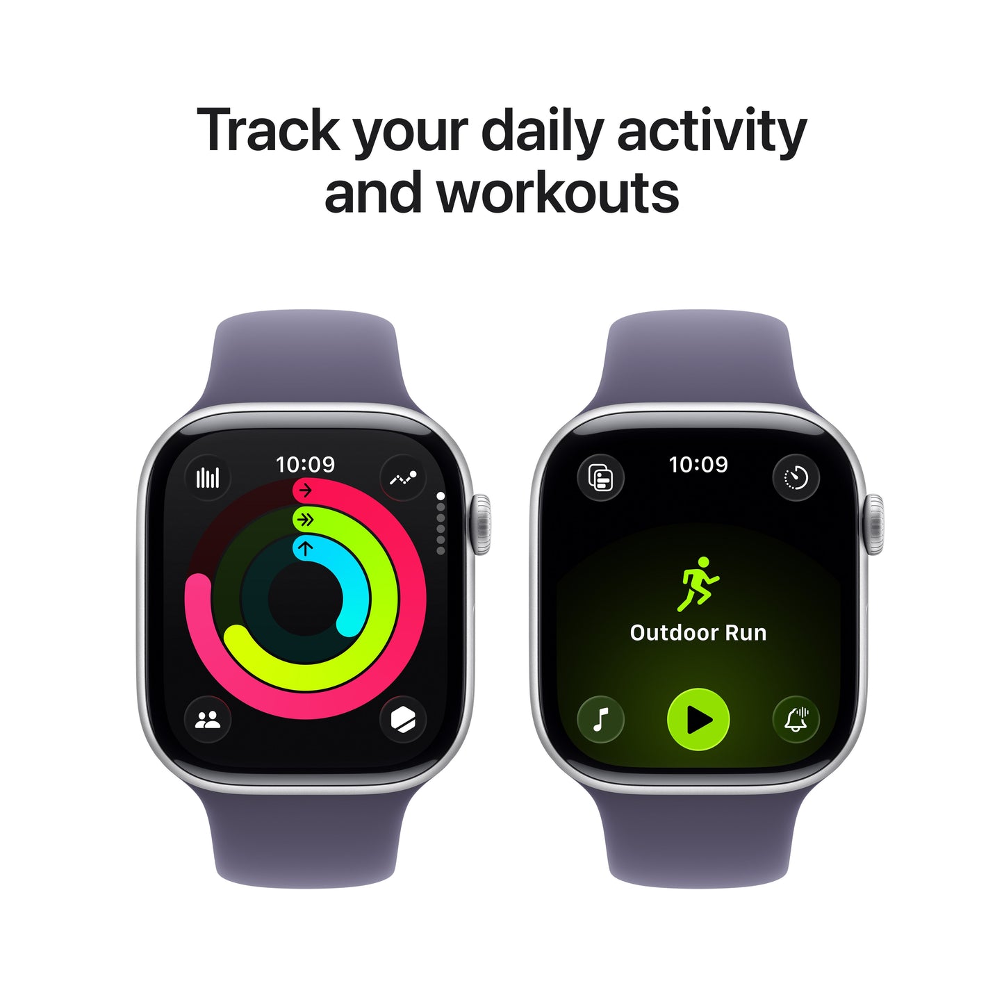 Apple Watch Series 11 GPS 42mm Silver Aluminium Case with Purple Fog Sport Band - M/L