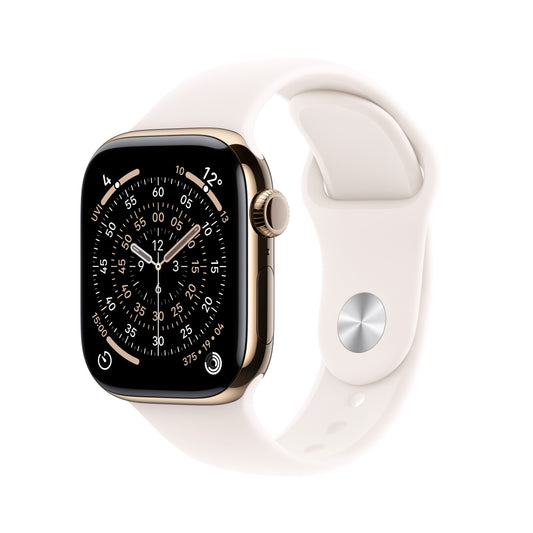 Apple Watch Series 11 GPS + Cellular 46mm Gold Titanium Case with Light Blush Sport Band - S/M