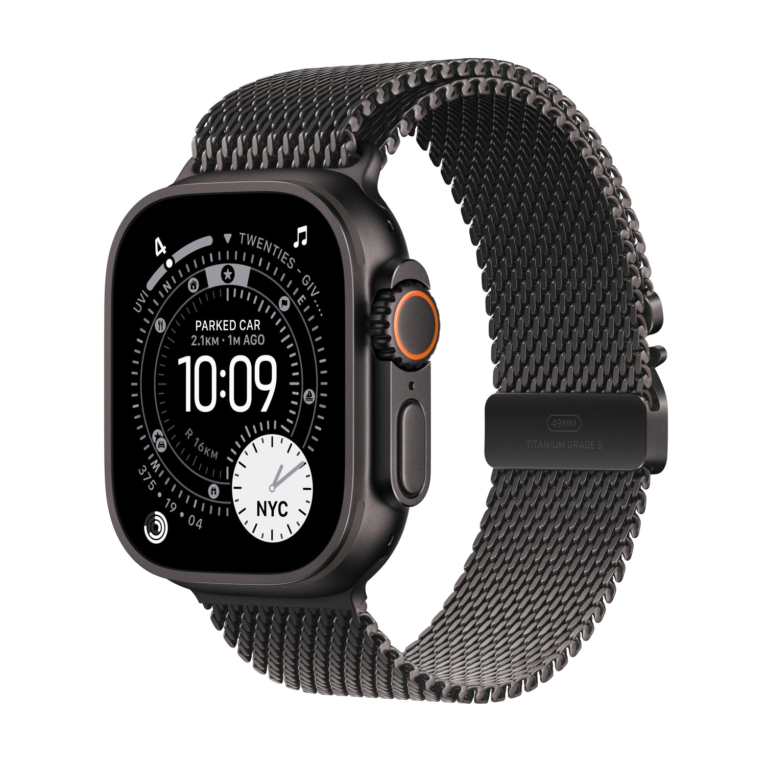 Apple Watch Ultra 3 GPS + Cellular 49mm Black Titanium Case with Black Titanium Milanese Loop - Small