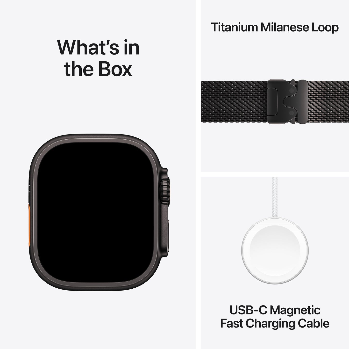 Apple Watch Ultra 3 GPS + Cellular 49mm Black Titanium Case with Black Titanium Milanese Loop - Large