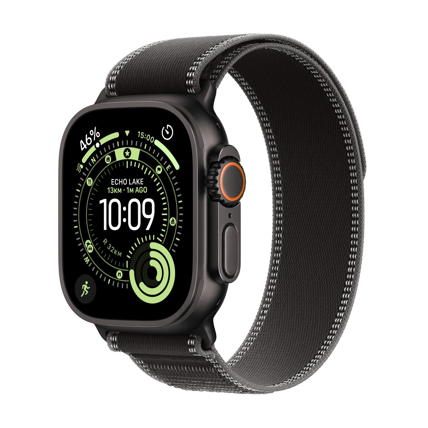 Apple Watch Ultra 3 GPS + Cellular 49mm Black Titanium Case with Black/Charcoal Trail Loop - M/L