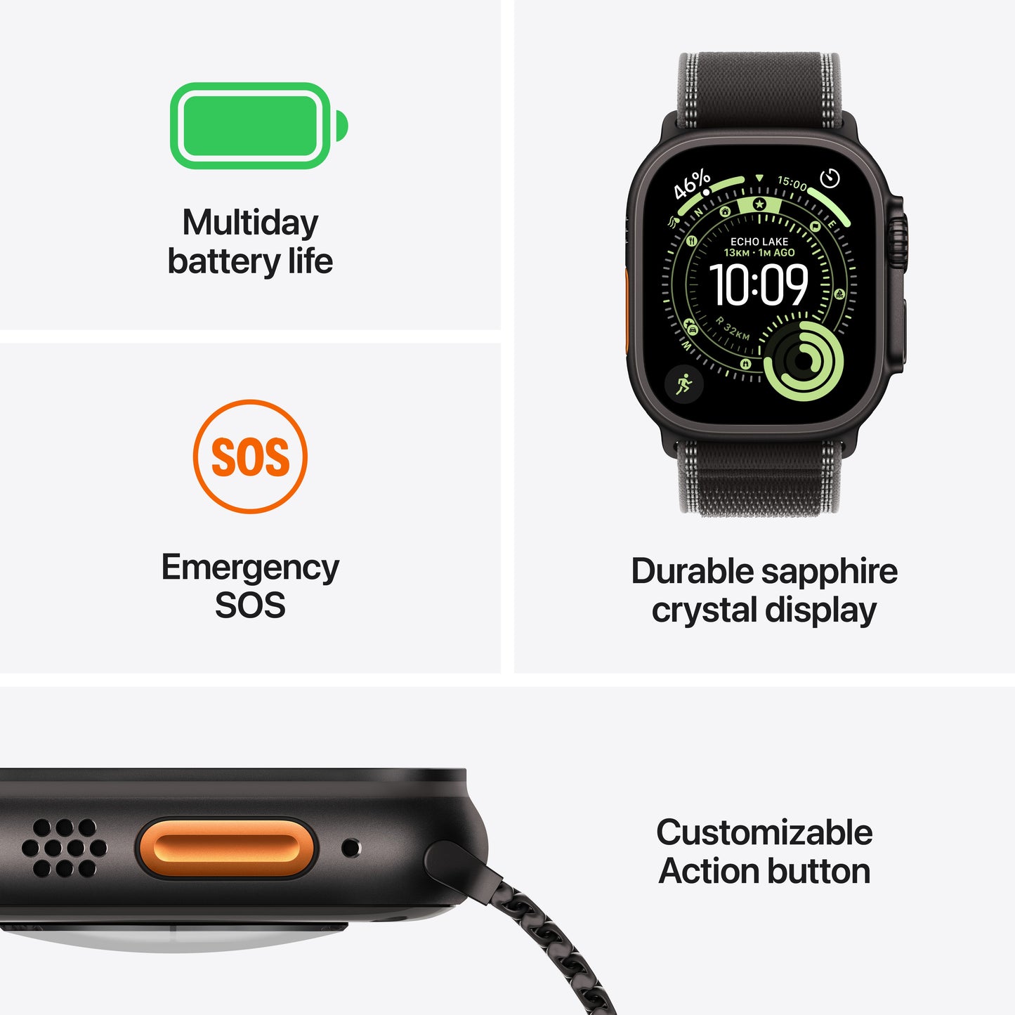 Apple Watch Ultra 3 GPS + Cellular 49mm Natural Titanium Case with Light Blue Alpine Loop - Large