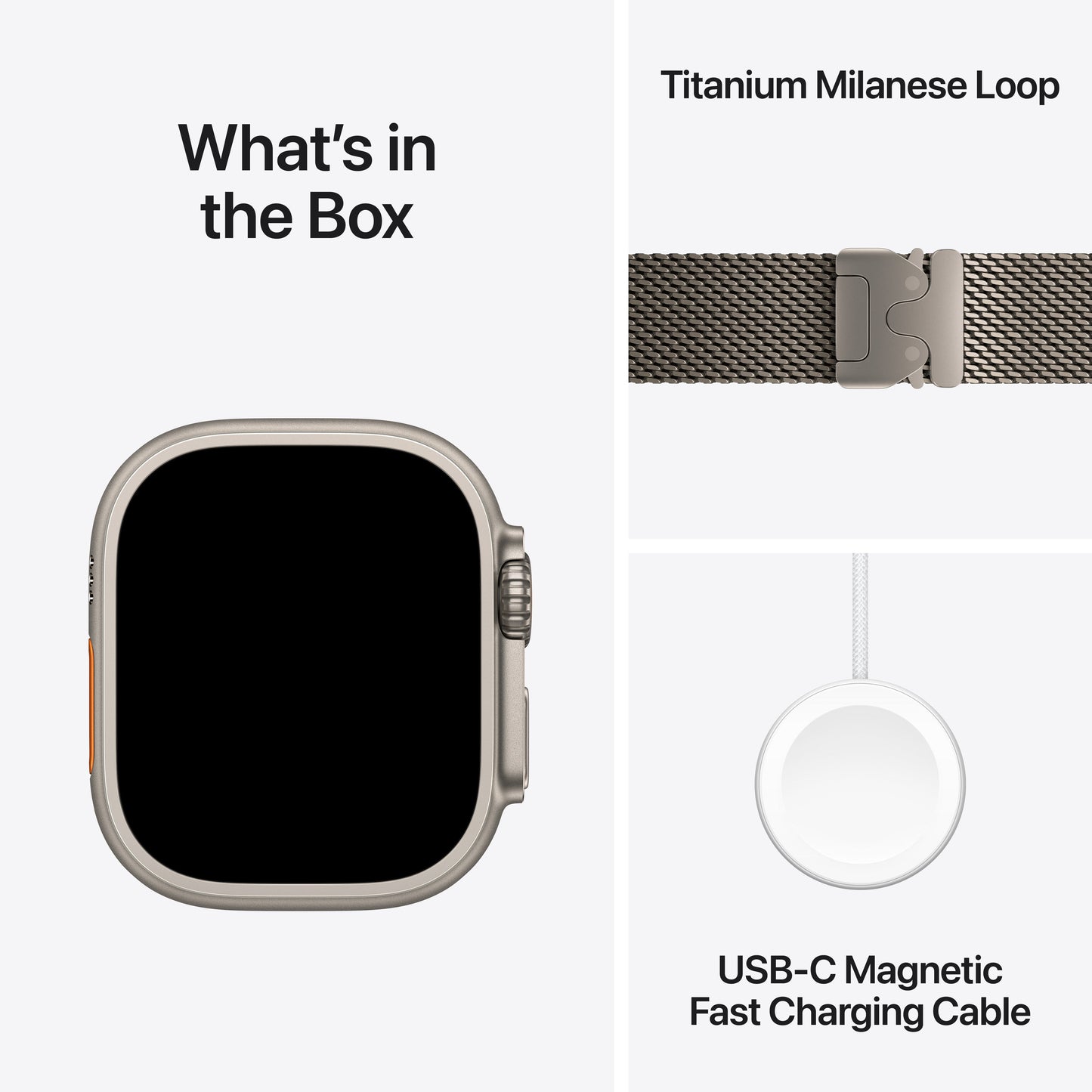 Apple Watch Ultra 3 GPS + Cellular 49mm Natural Titanium Case with Natural Titanium Milanese Loop - Large