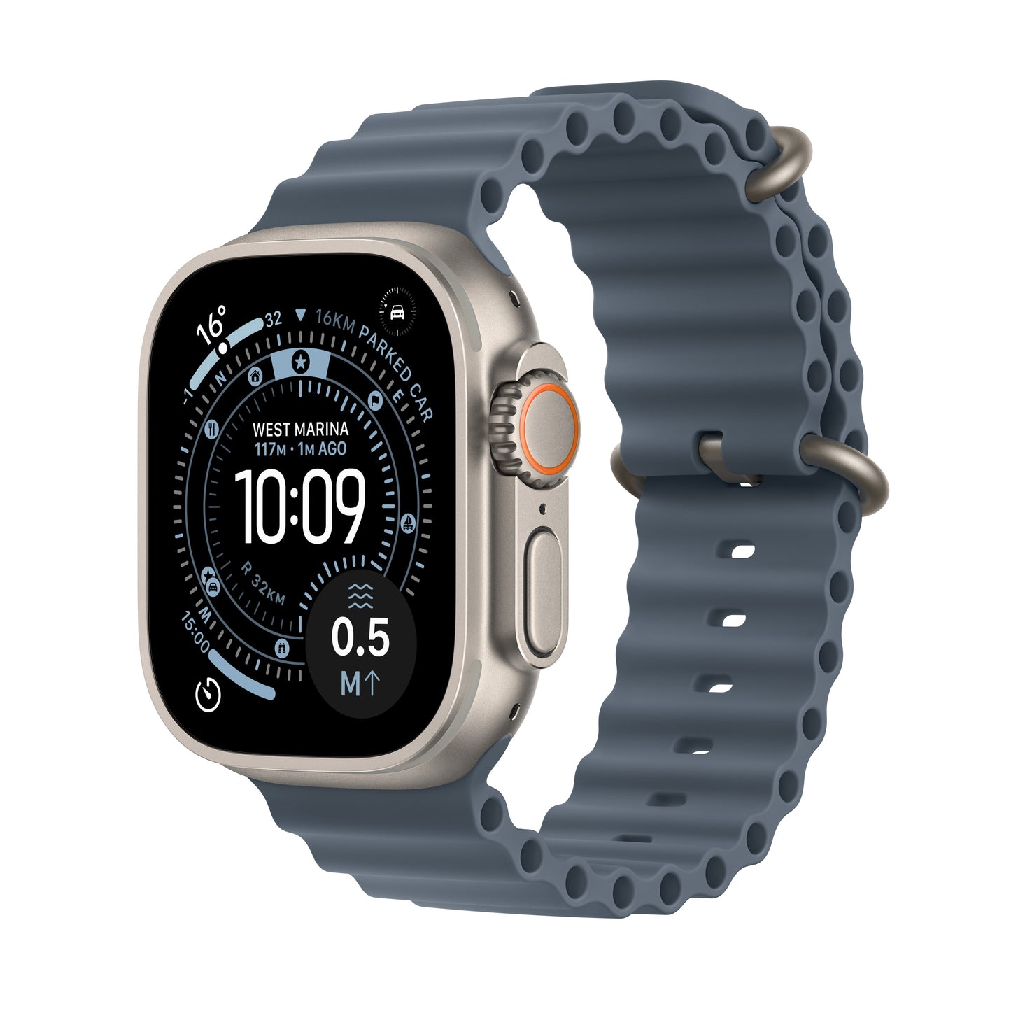Apple Watch Ultra 3 GPS + Cellular 49mm Natural Titanium Case with Anchor Blue Ocean Band