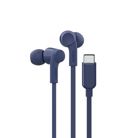 Belkin USB-C Wired Earbuds with Adjustable Volume Limiter - Blue