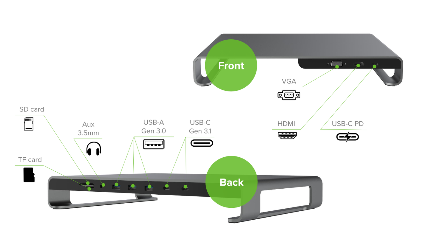 JCPal ELEX USB-C 11-Port Hub Stand (Silver)