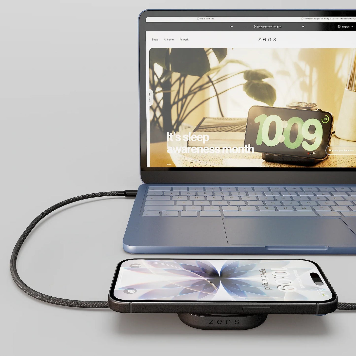 Zens Charging Cable USB C-C Pro 2 White