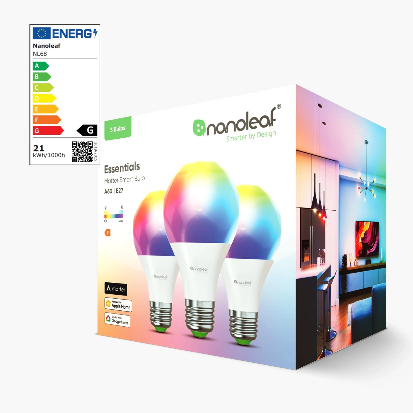 Nanoleaf Essentials Matter Thread E27 Smart Bulbs (3 Pack)